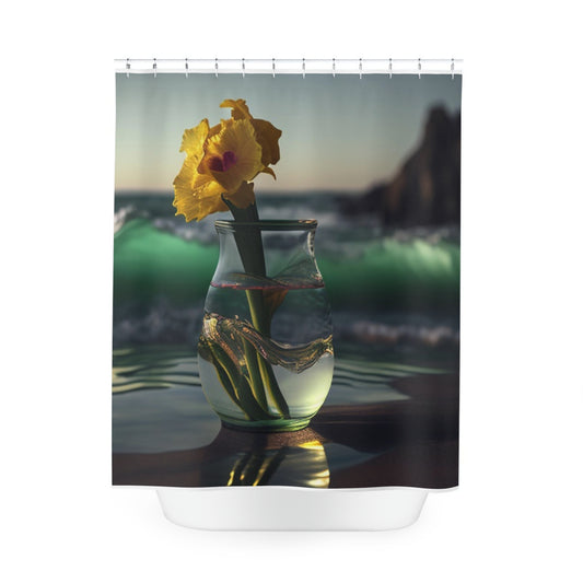 Polyester Shower Curtain Yellow Gladiolus glass 1