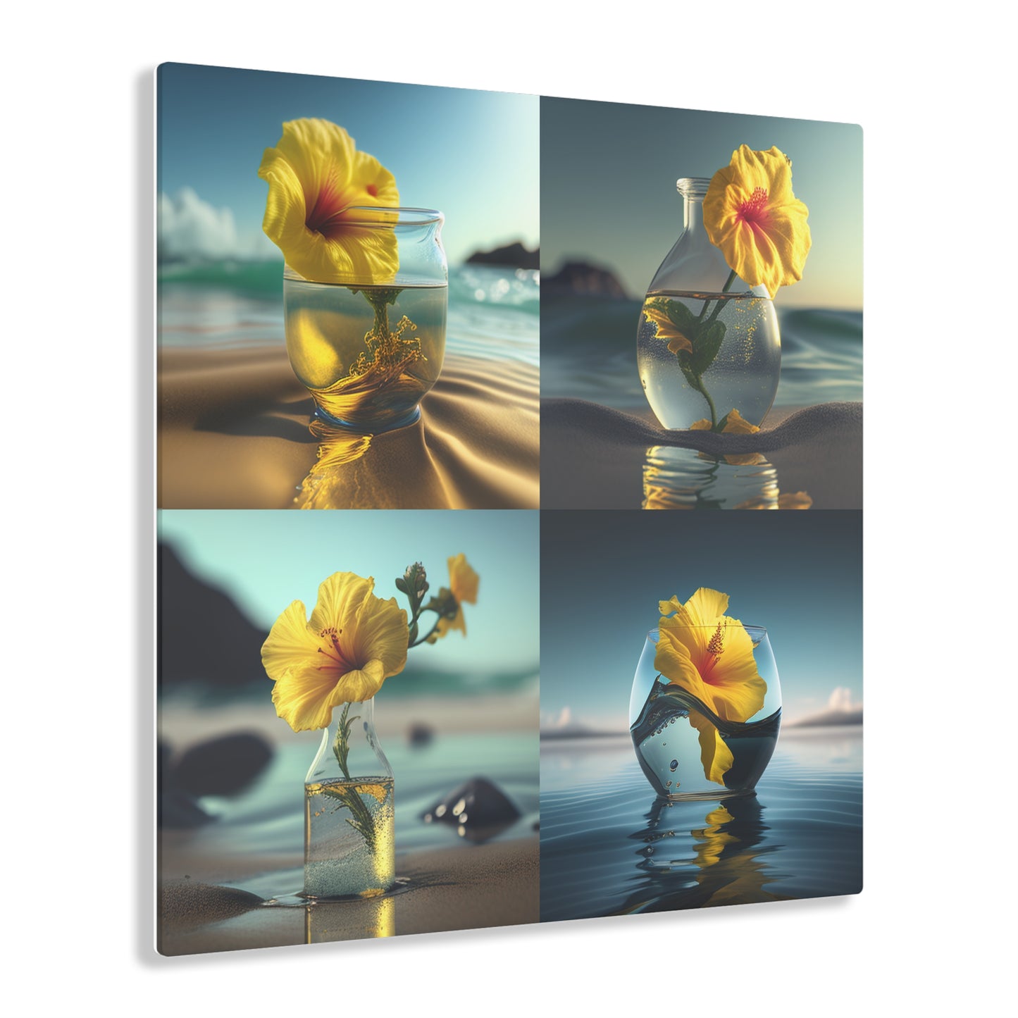 Acrylic Prints Yellow Hibiscus glass 5