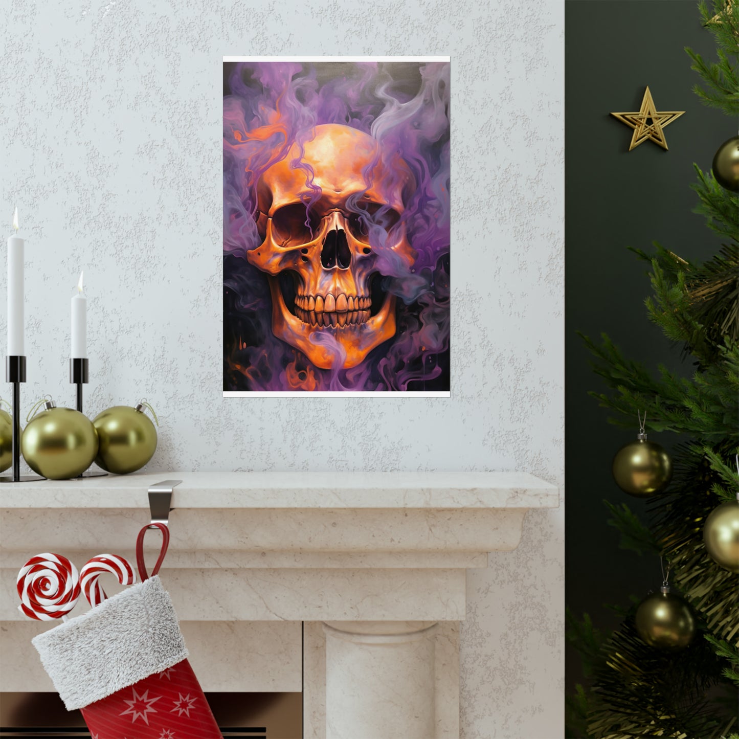 Premium Matte Vertical Posters Skull Flames 4