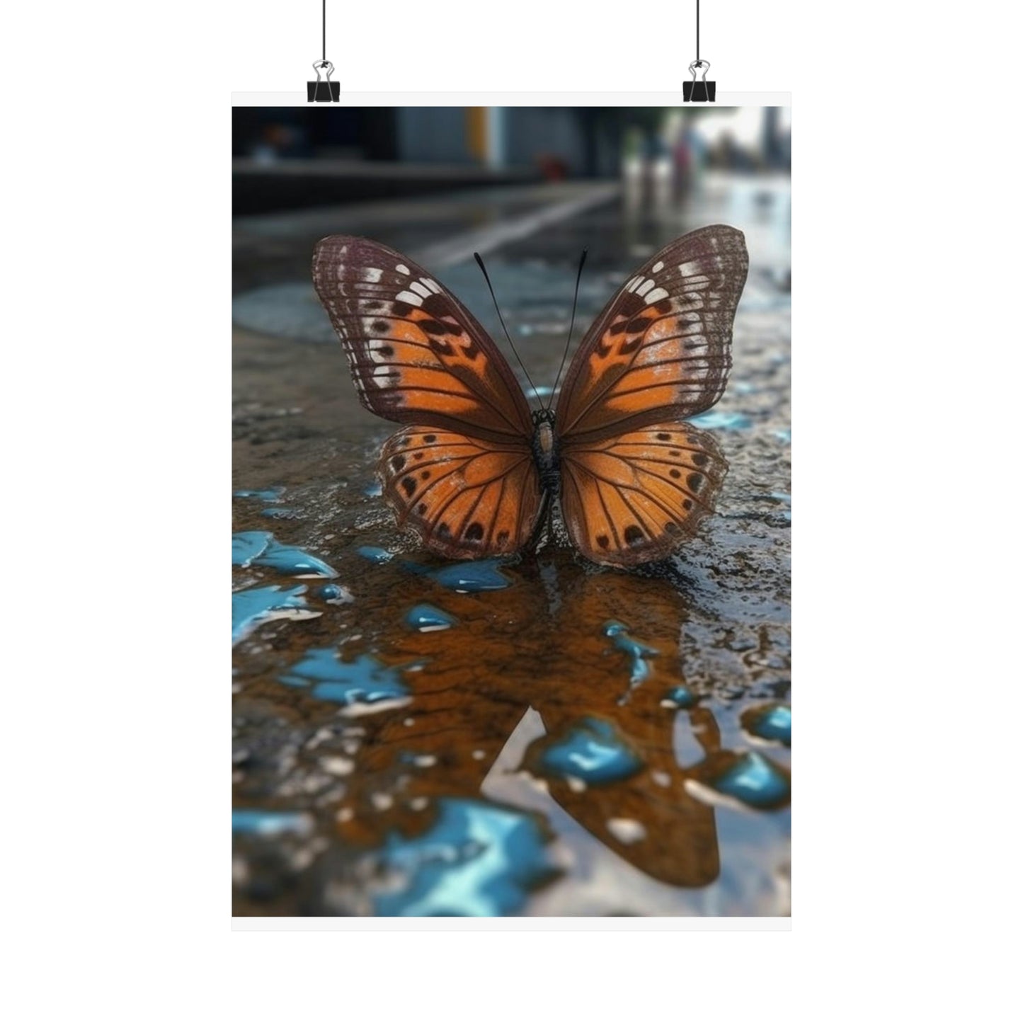 Premium Matte Vertical Posters Water Butterfly Street 2