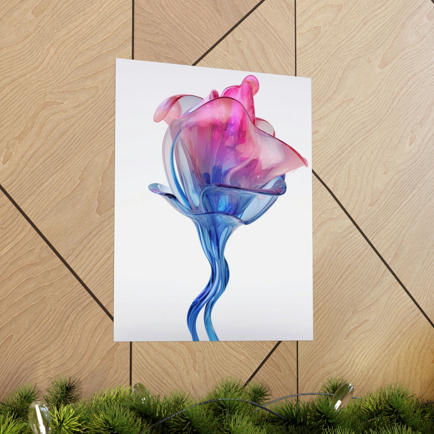 Premium Matte Vertical Posters Pink & Blue Tulip Rose 4