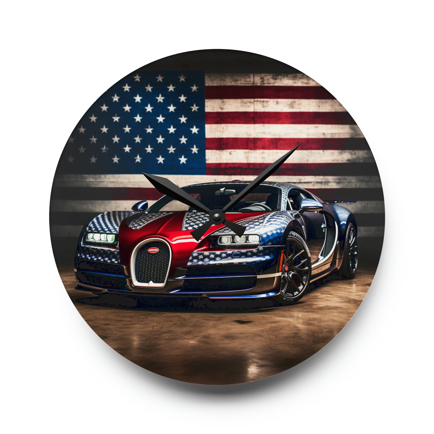 Acrylic Wall Clock Bugatti American Flag 1