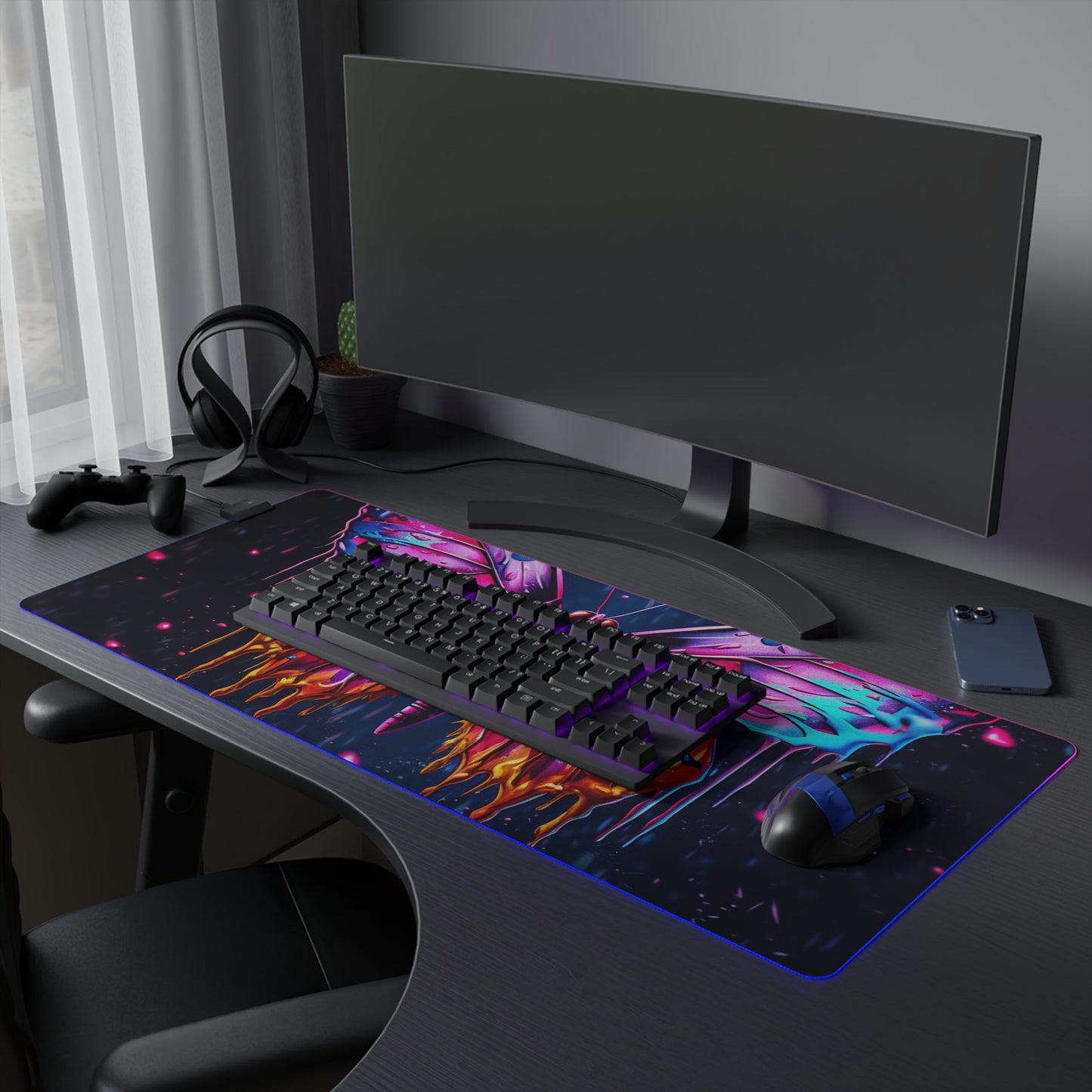 LED Gaming Mouse Pad Pink Butterfly Flair 2