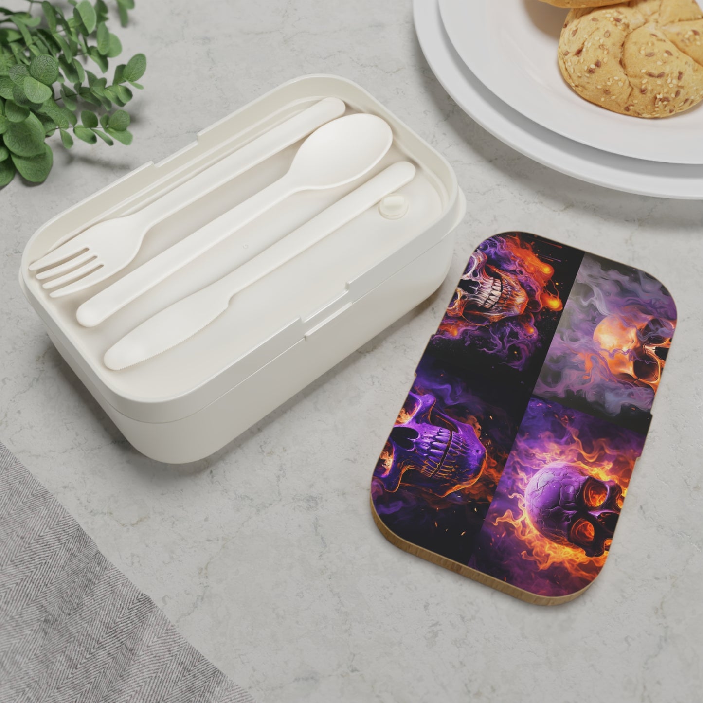 Bento Lunch Box Skull Flames 5