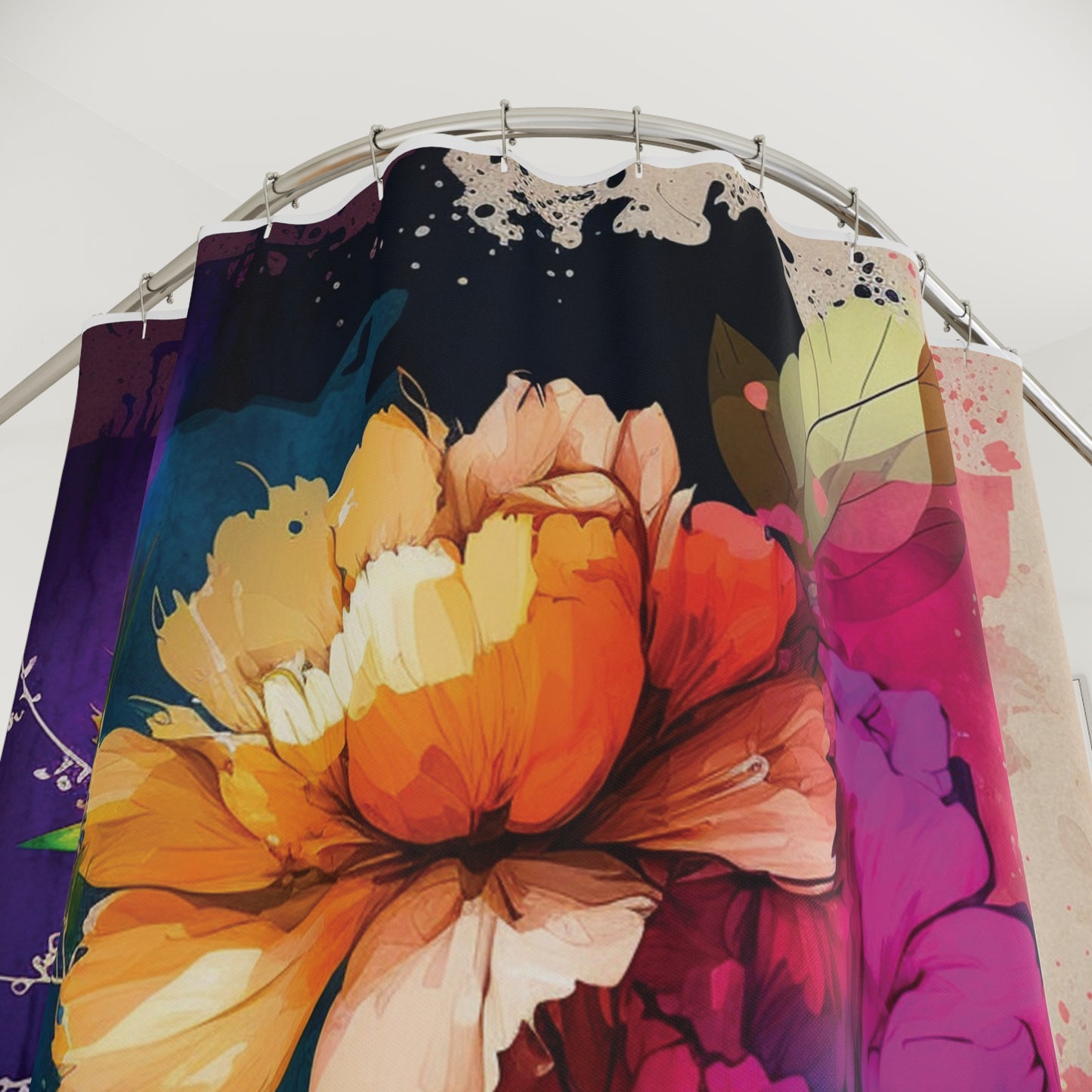 Polyester Shower Curtain Bright Spring Flowers 4