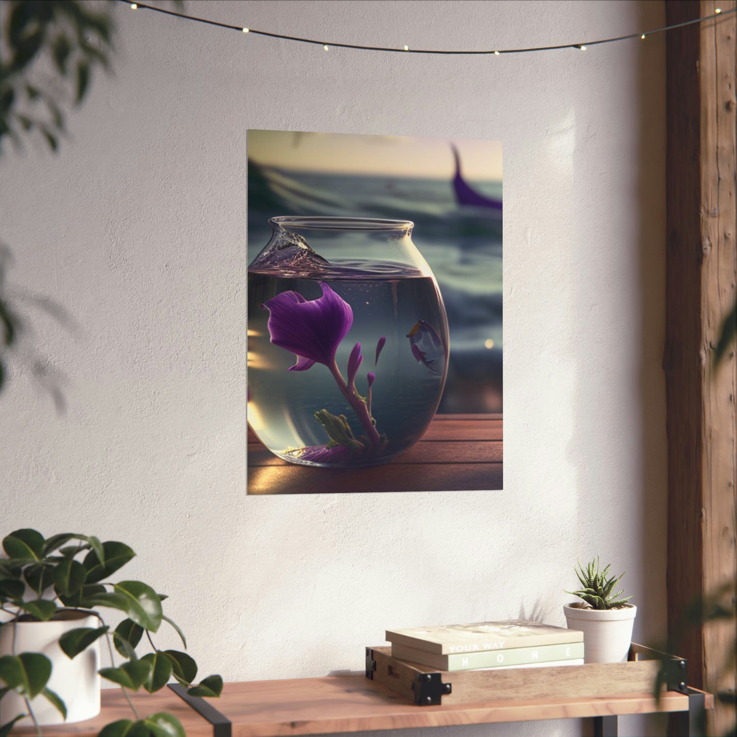 Premium Matte Vertical Posters Purple Sweet pea in a vase 1