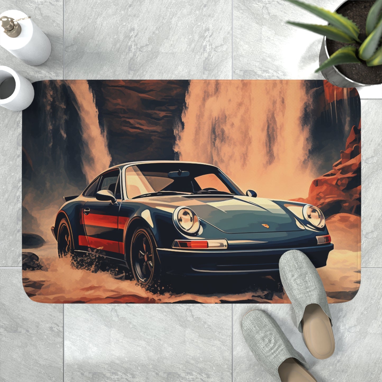 Memory Foam Bath Mat American Flag Porsche Abstract 3