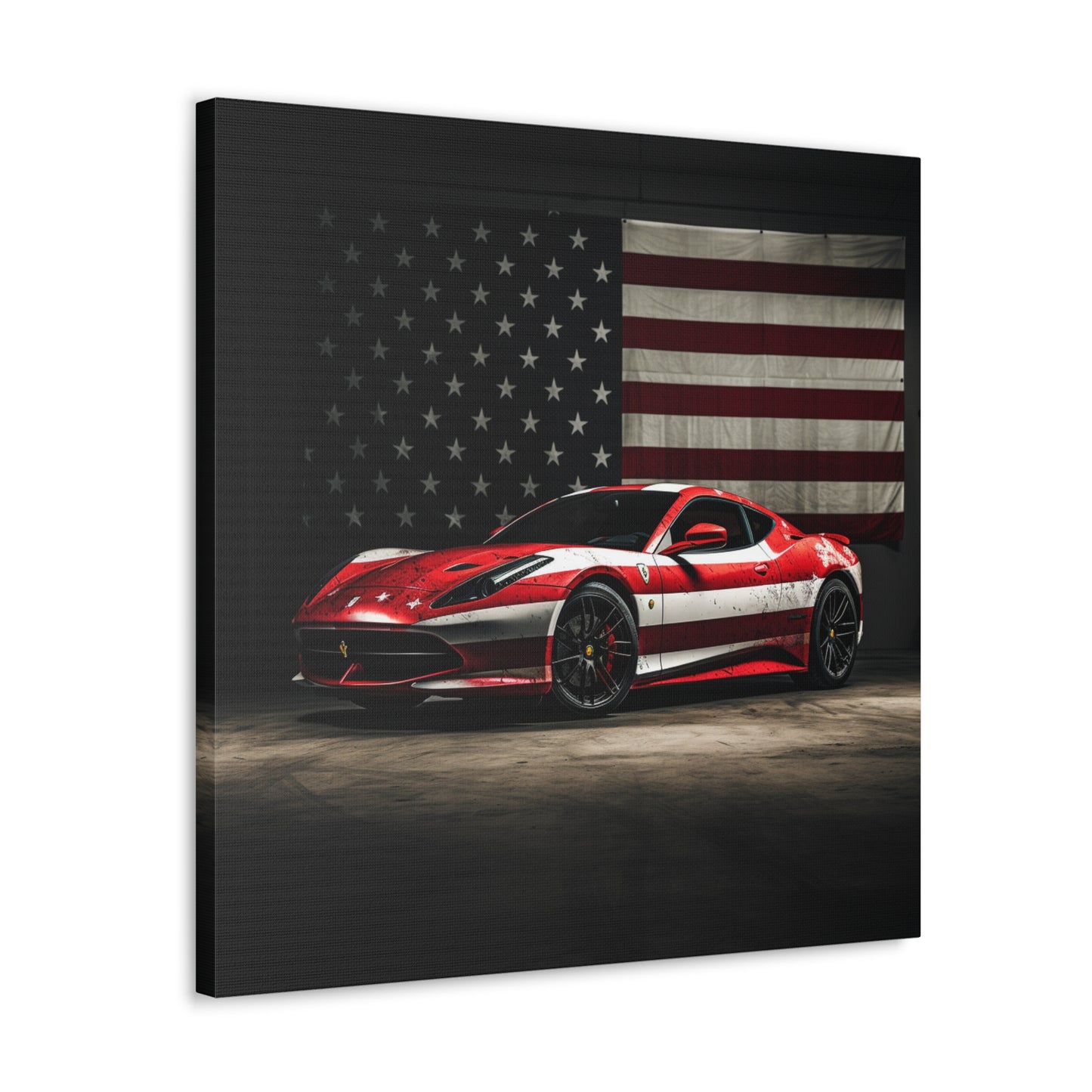 Canvas Gallery Wraps American Flag Background Ferrari 1