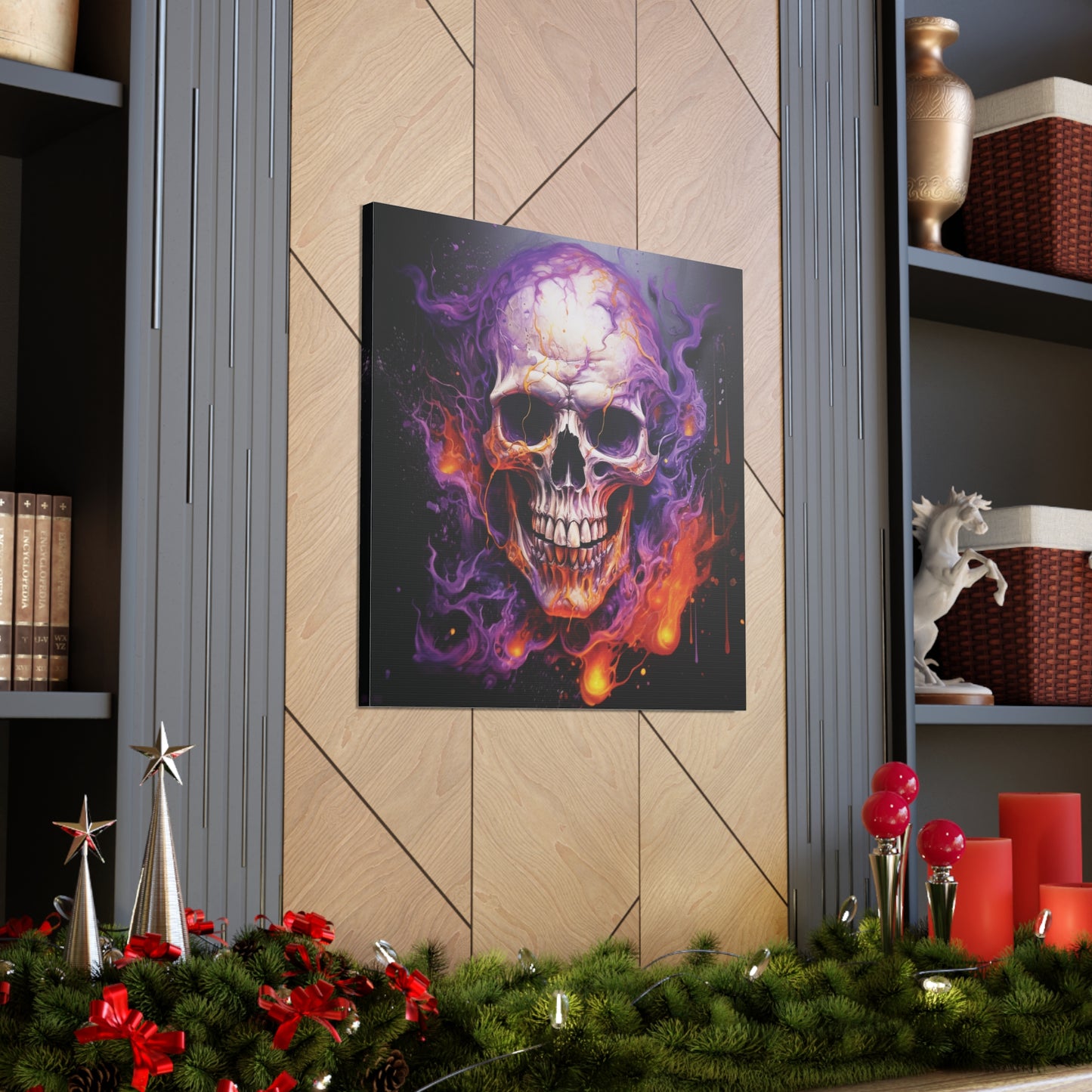 Canvas Gallery Wraps Skull Flames 2