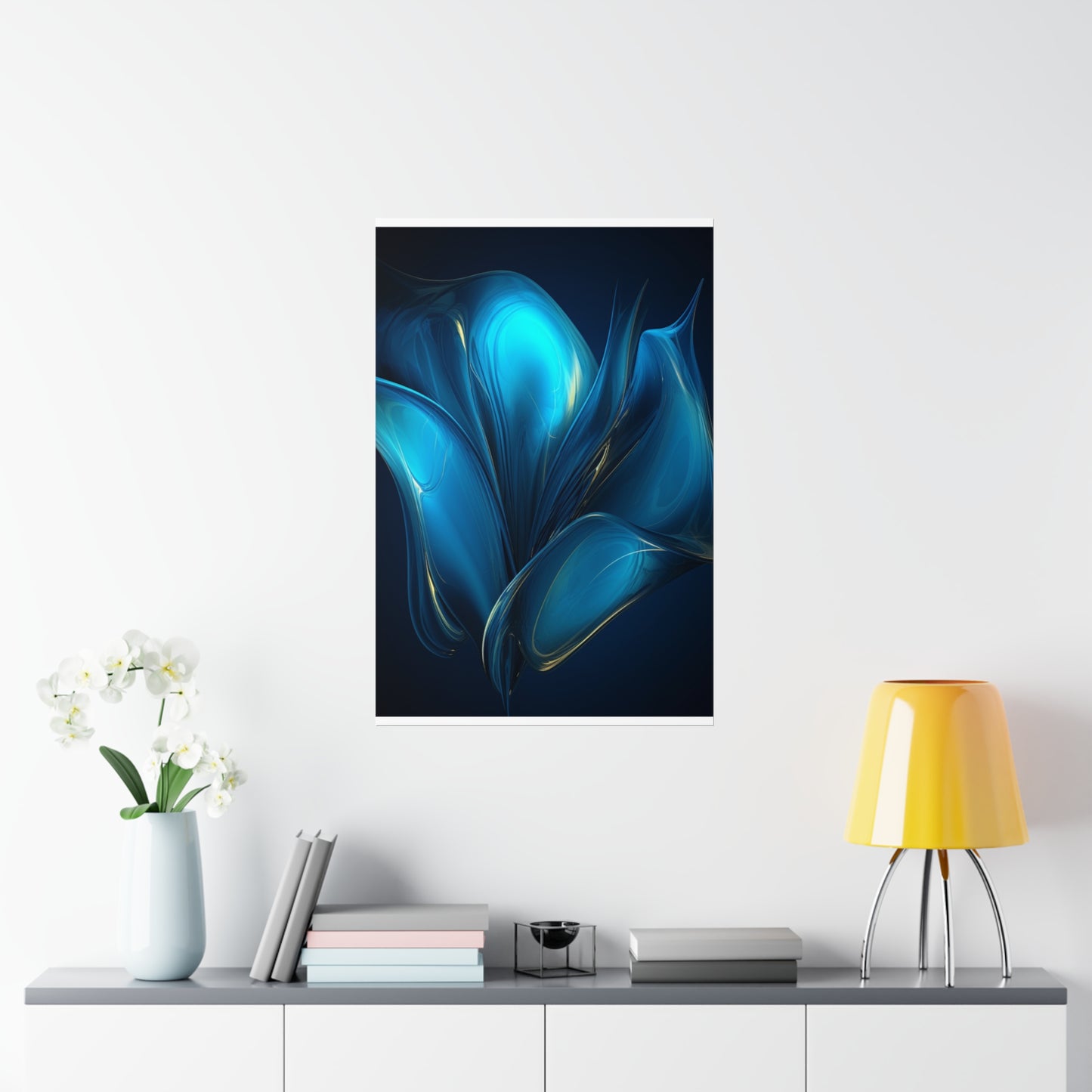 Premium Matte Vertical Posters Abstract Blue Tulip 2