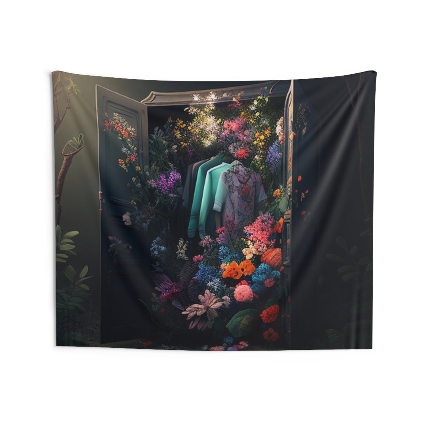 Indoor Wall Tapestries A Wardrobe Surrounded by Flowers 1