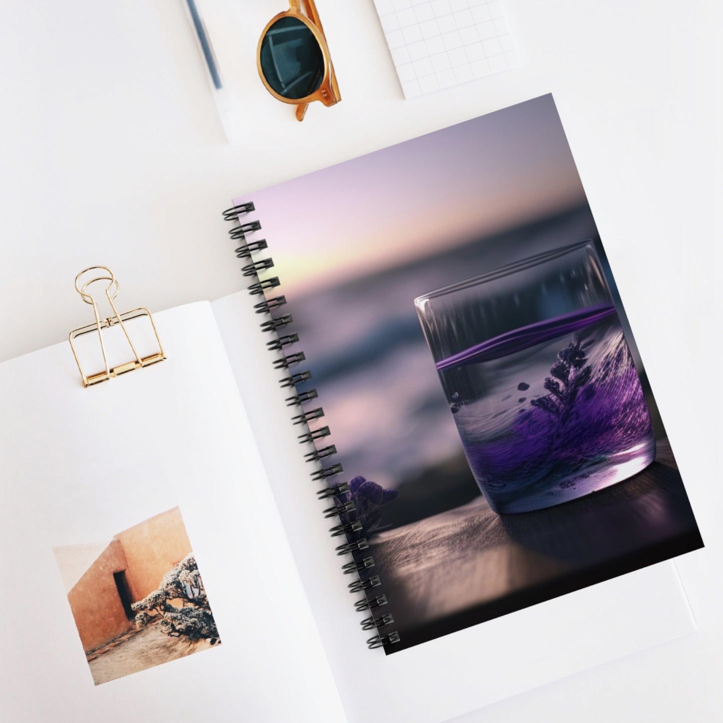 Spiral Notebook - Ruled Line Lavender in a vase 4