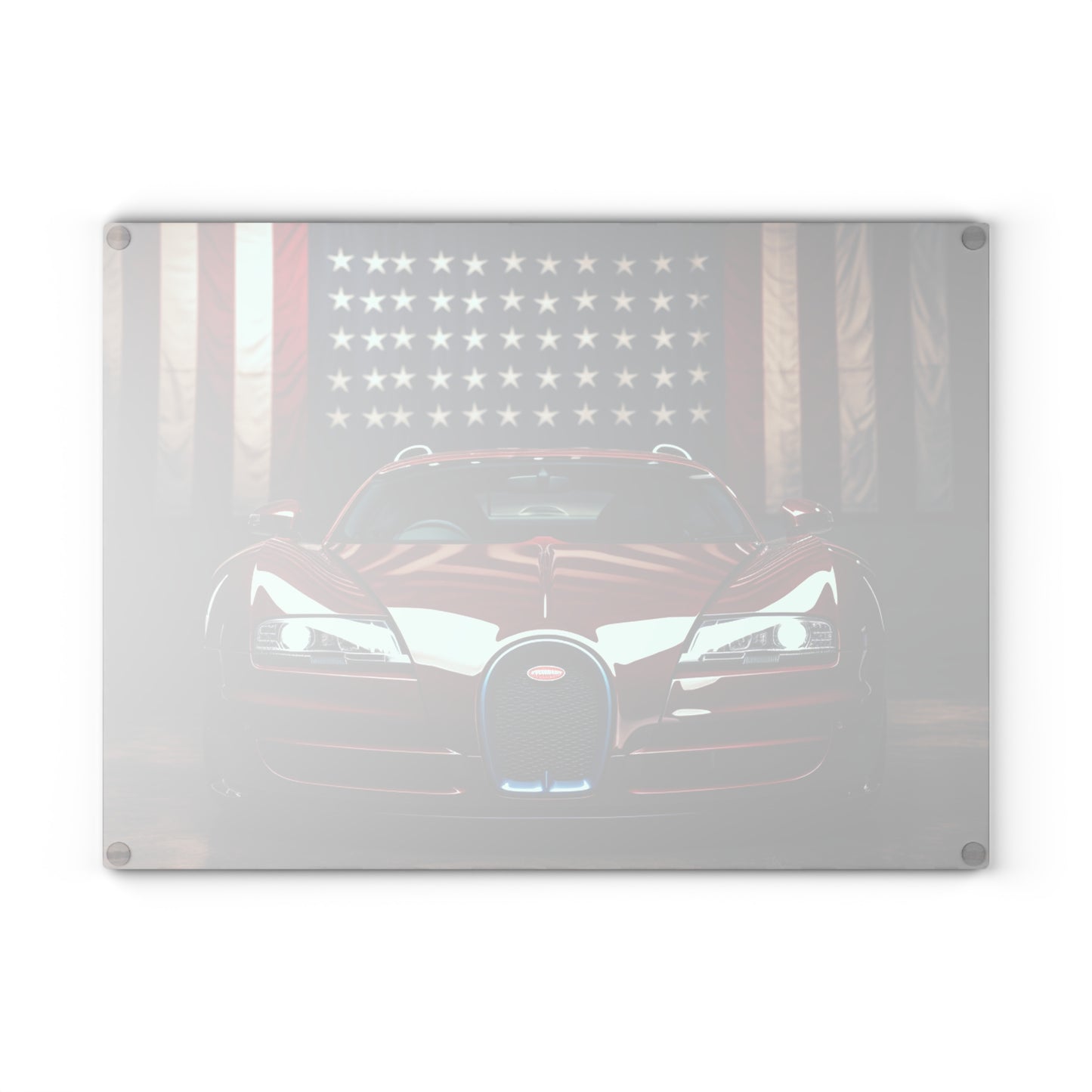 Glass Cutting Board American Flag Background Bugatti 1