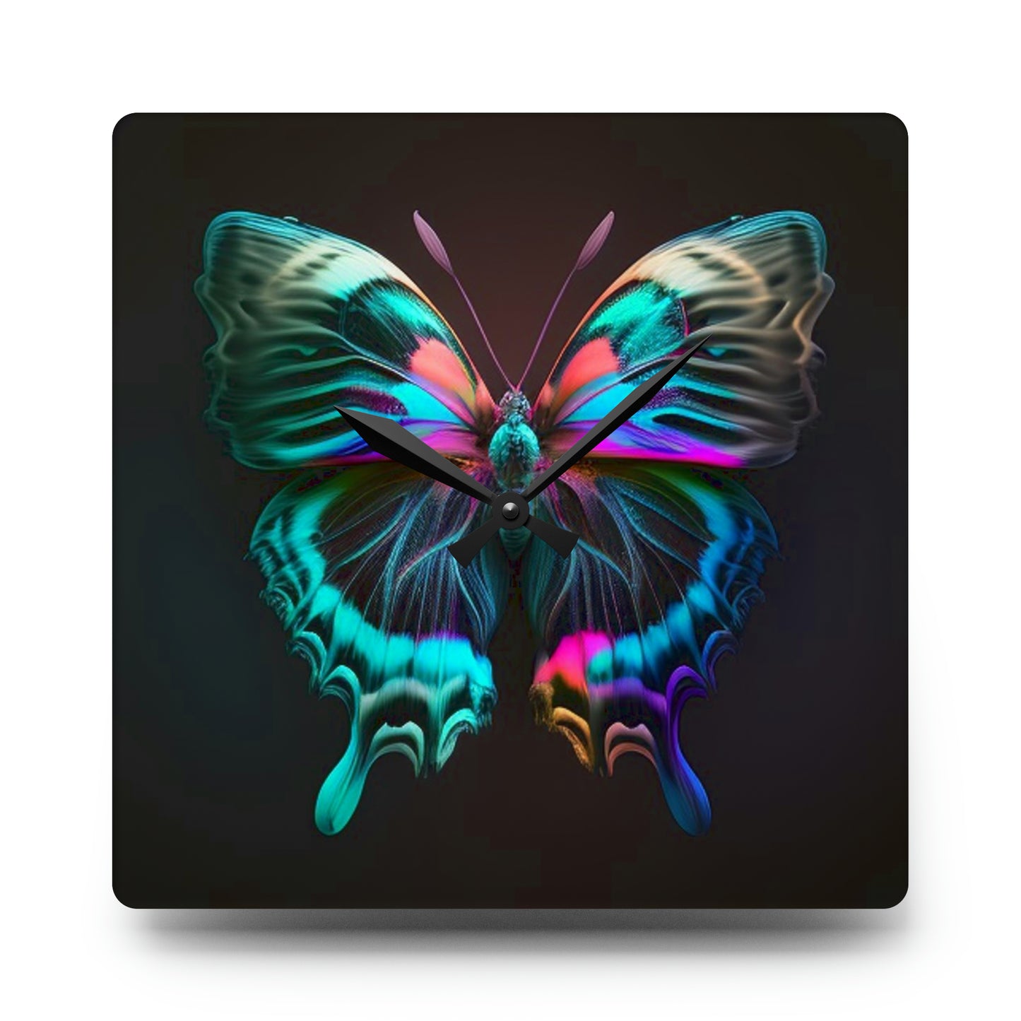 Acrylic Wall Clock Neon Butterfly Fusion 3