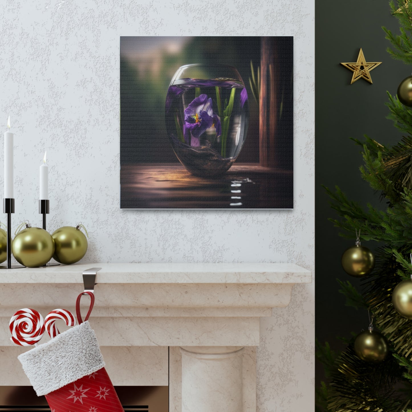 Canvas Gallery Wraps Purple Iris in a vase 4