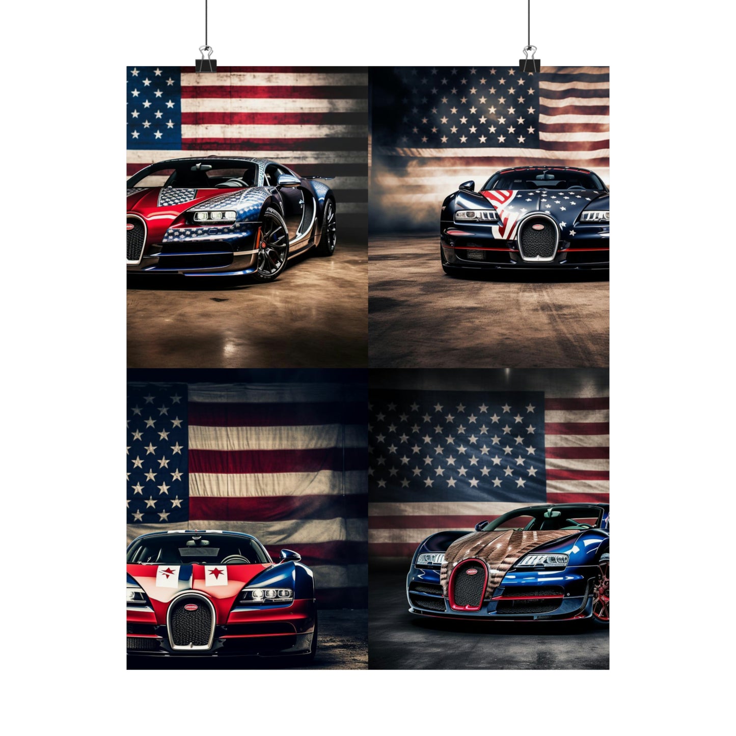 Premium Matte Vertical Posters Bugatti American Flag 5