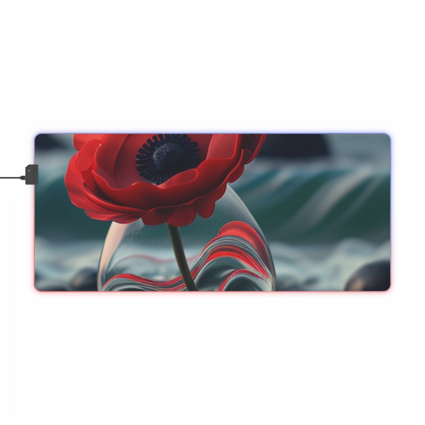 LED Gaming Mouse Pad Red Anemone in a Vase 1