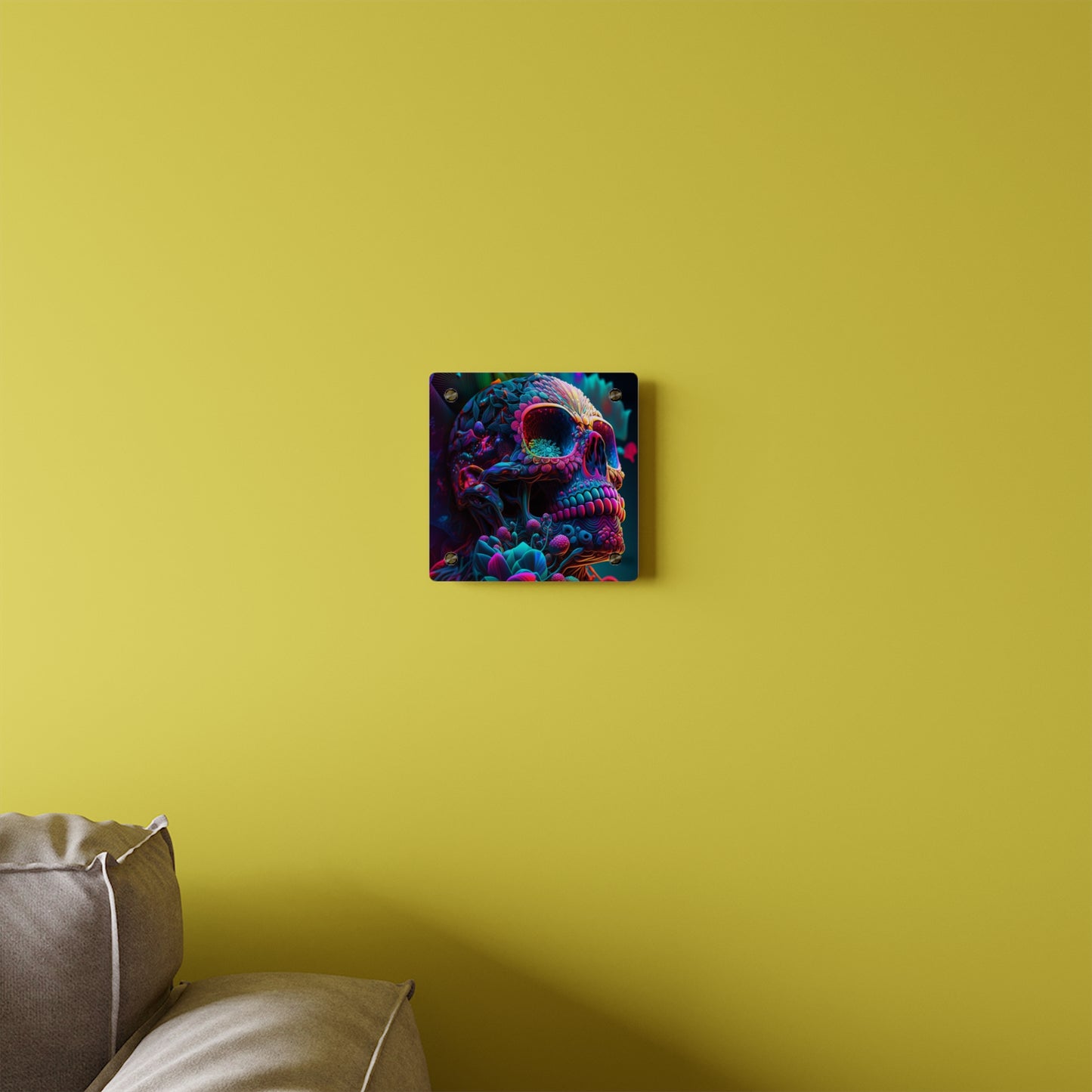 Acrylic Wall Art Panels Florescent Skull Death 3