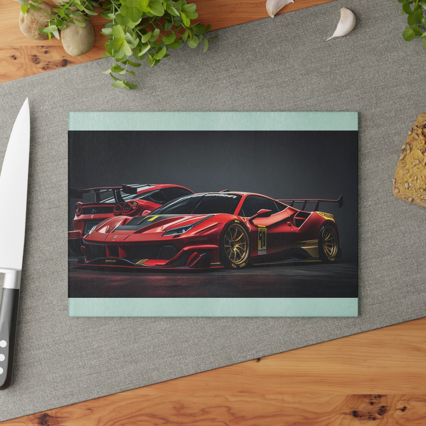 Glass Cutting Board Ferrari Red 3