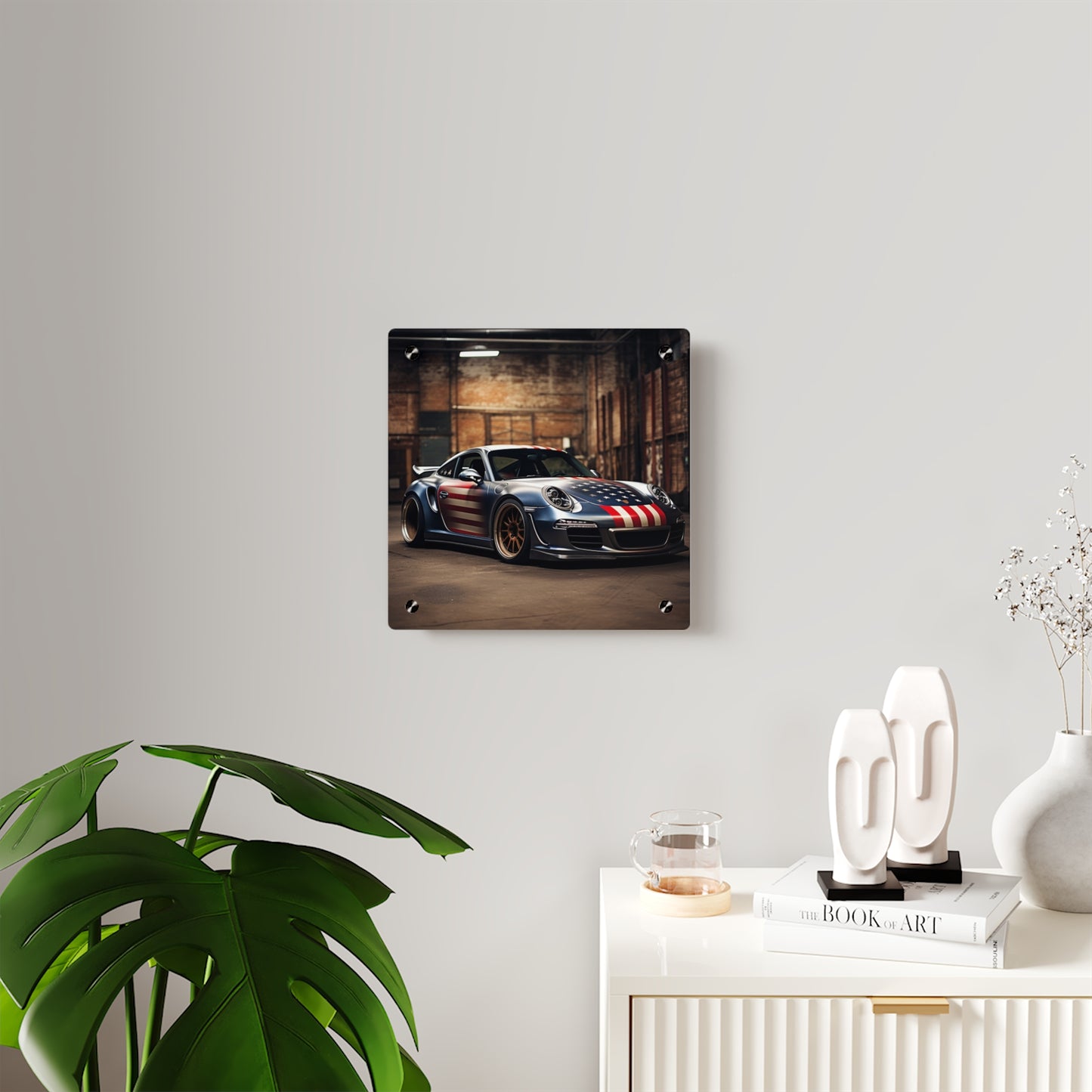 Acrylic Wall Art Panels American Flag Porsche 1