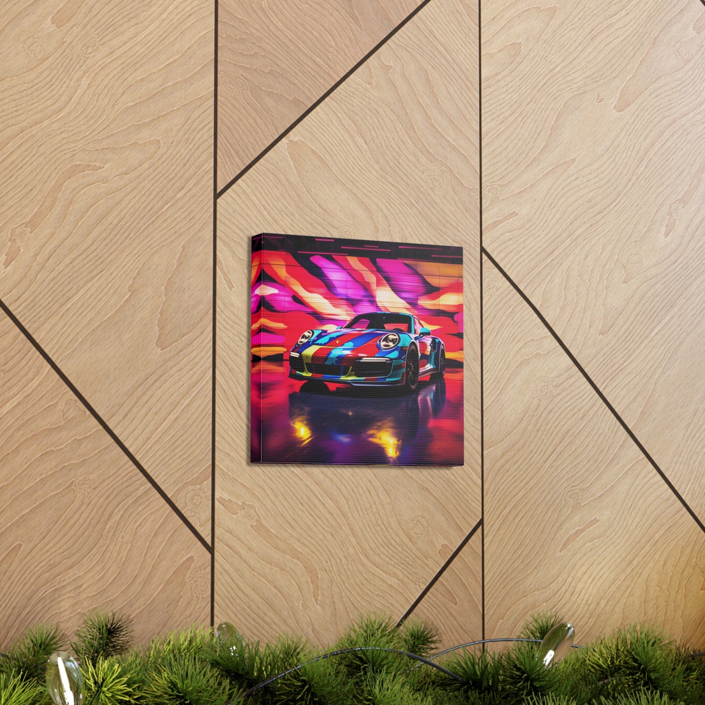 Canvas Gallery Wraps Macro American Flag Porsche 1