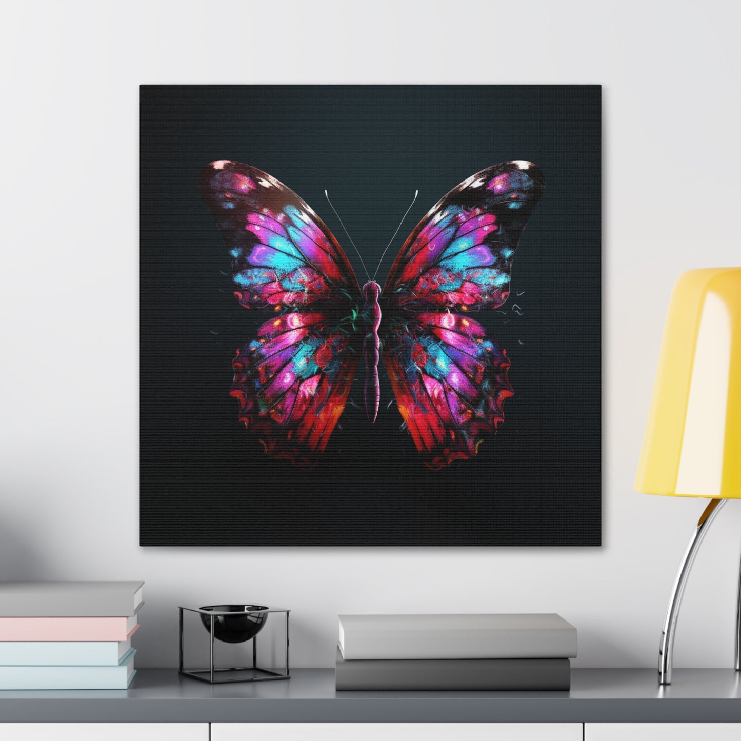 Canvas Gallery Wraps Hyper Colorful Butterfly Macro 3