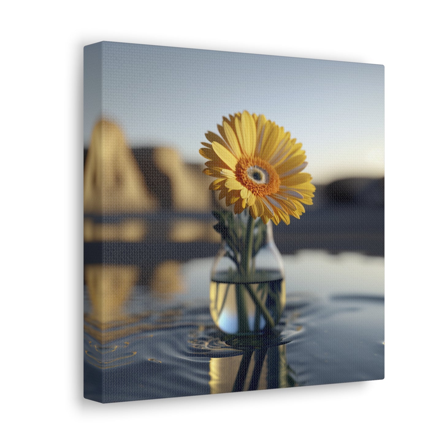 Canvas Gallery Wraps yello Gerbera glass 4