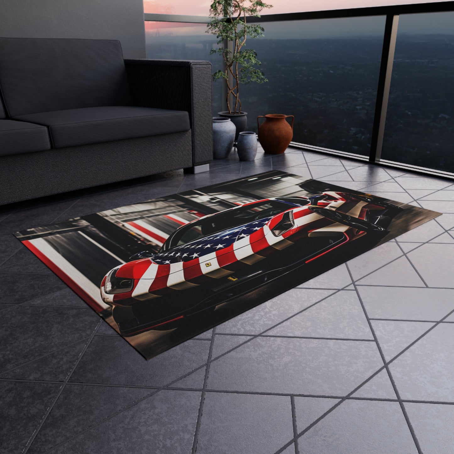 Outdoor Rug  American Flag Farrari 3