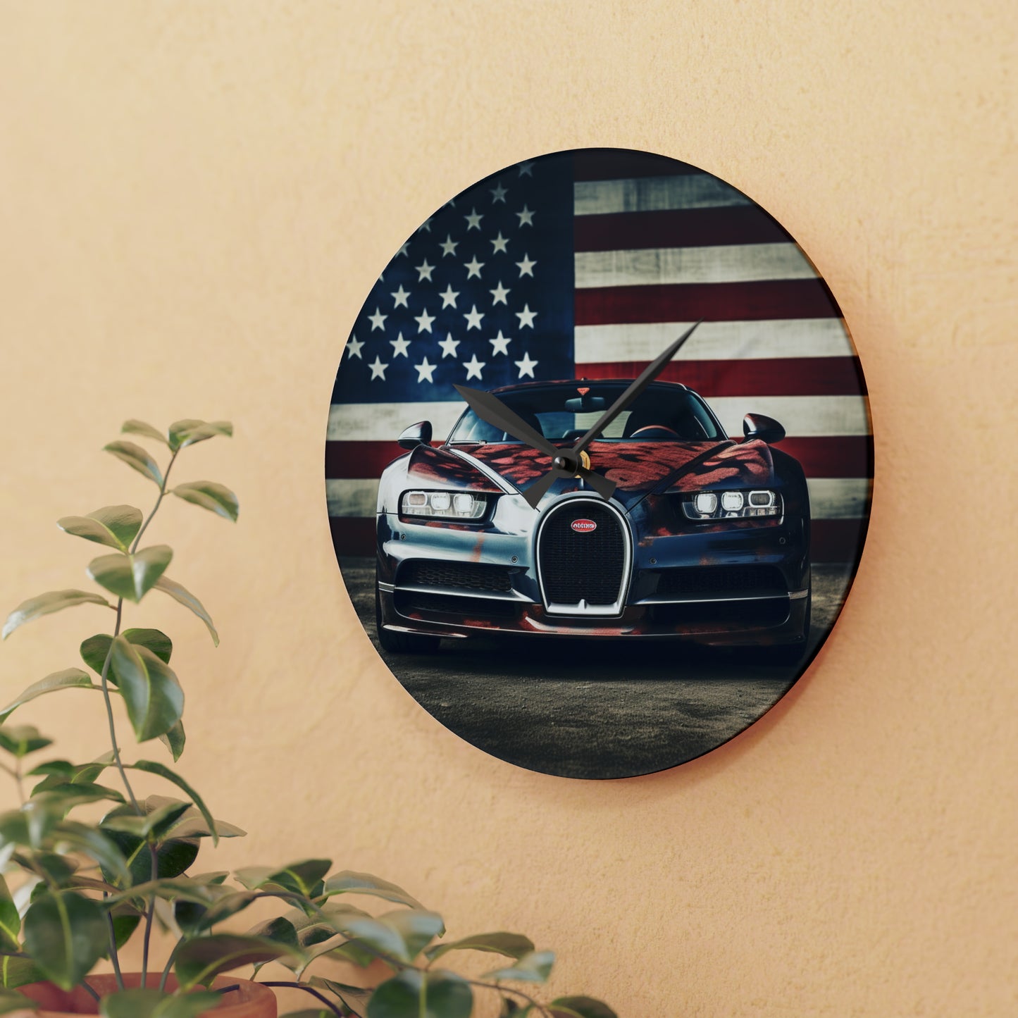 Acrylic Wall Clock Bugatti Flag 3