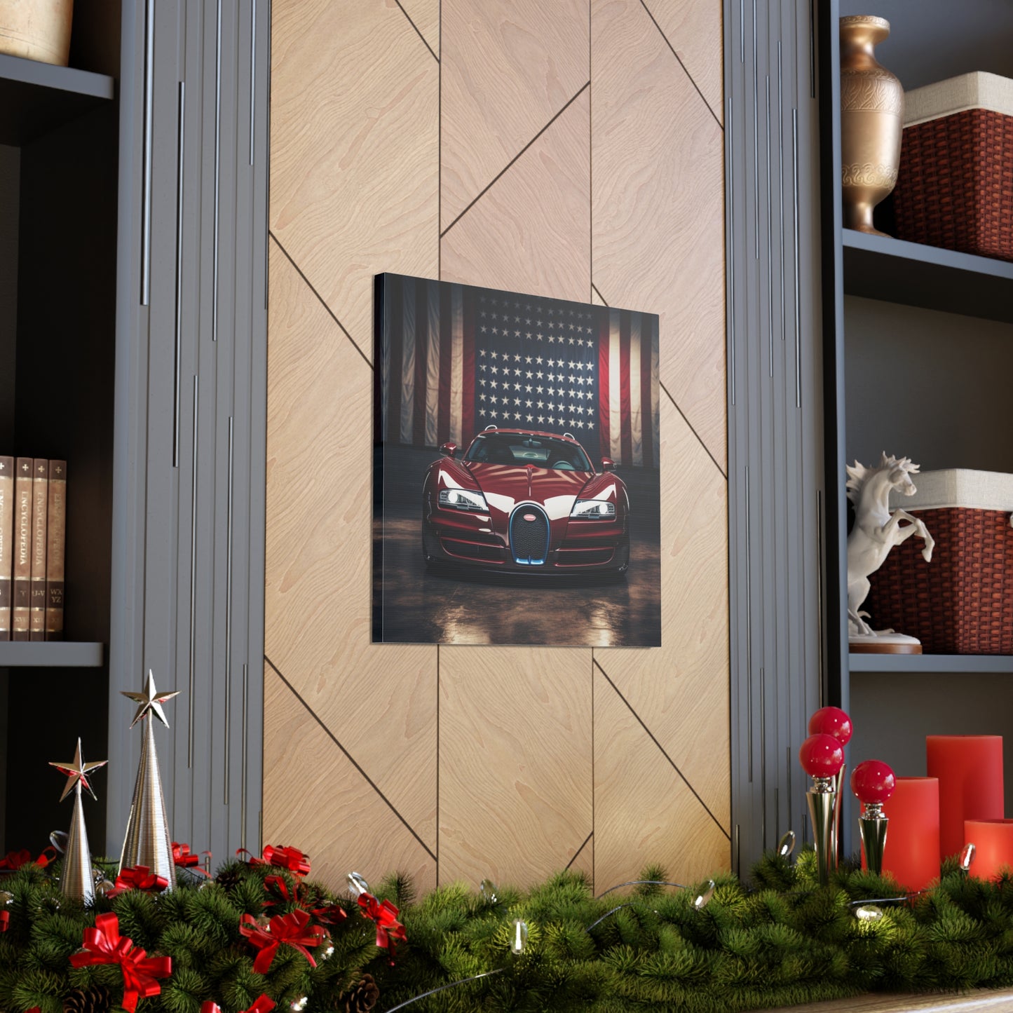 Canvas Gallery Wraps American Flag Background Bugatti 1