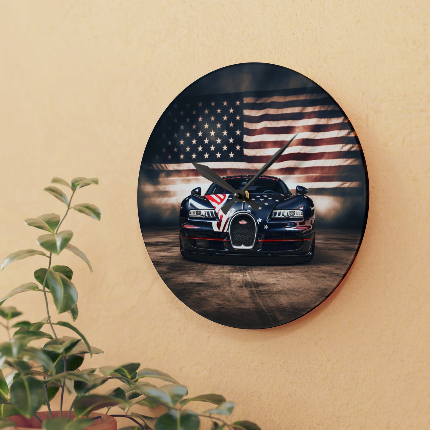 Acrylic Wall Clock Bugatti American Flag 2