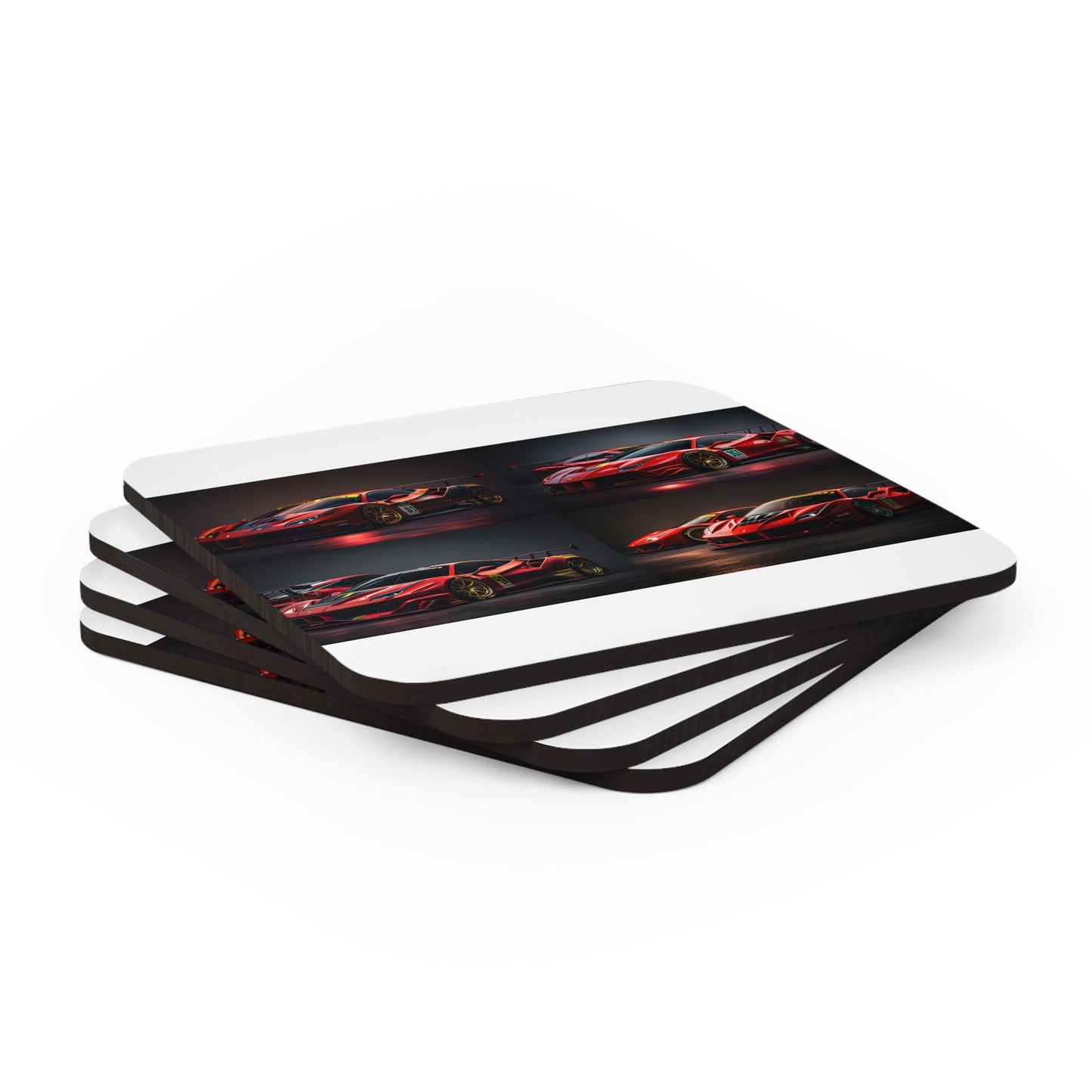 Corkwood Coaster Set Ferrari Red 5