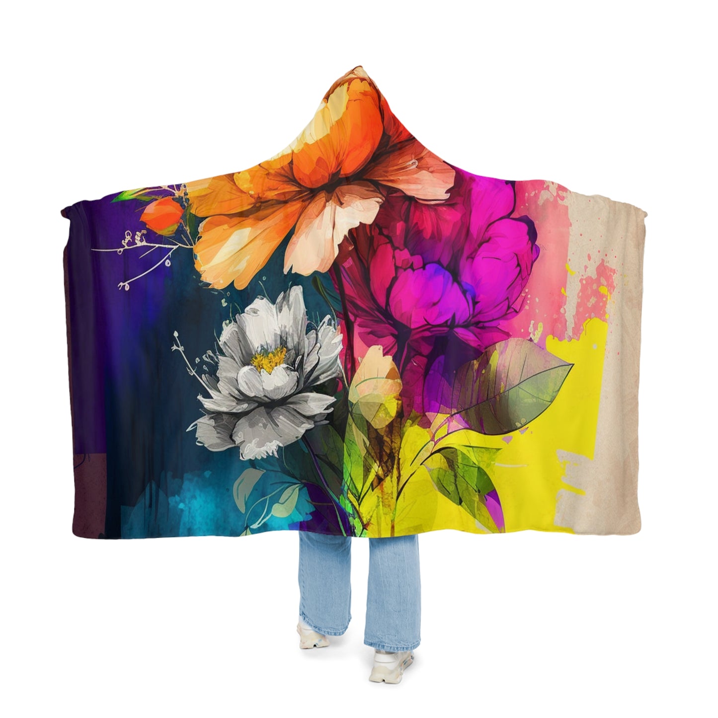 Snuggle Hooded Blanket Bright Spring Flowers 4