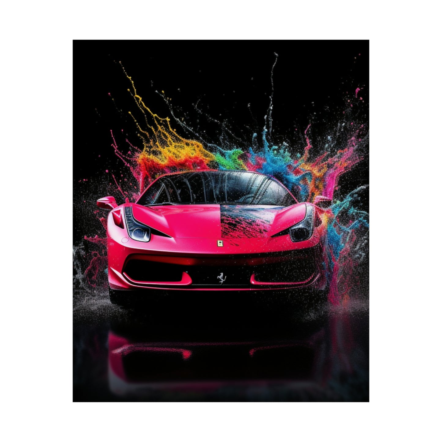 Premium Matte Vertical Posters Ferrari Water Splash 2