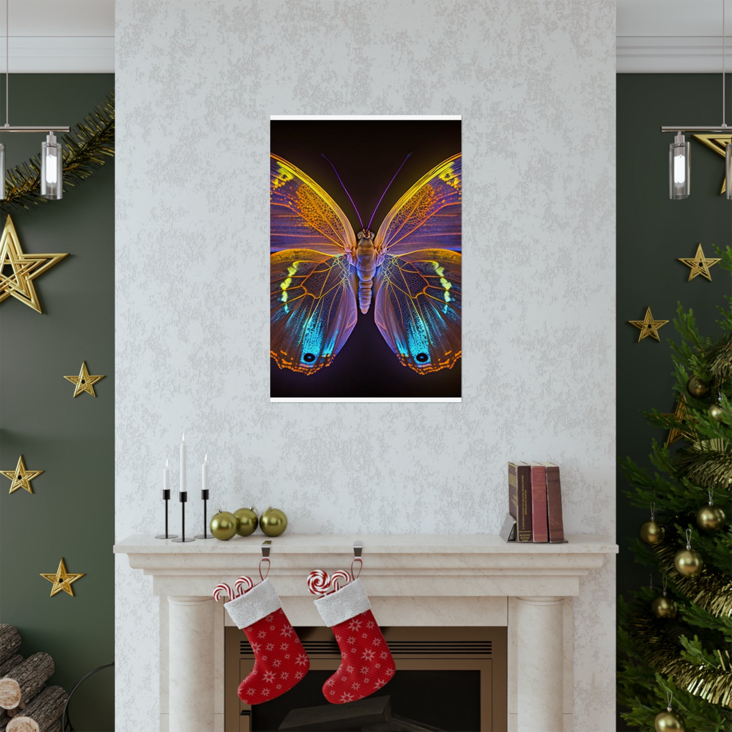 Premium Matte Vertical Posters Neon Butterfly Flair 2