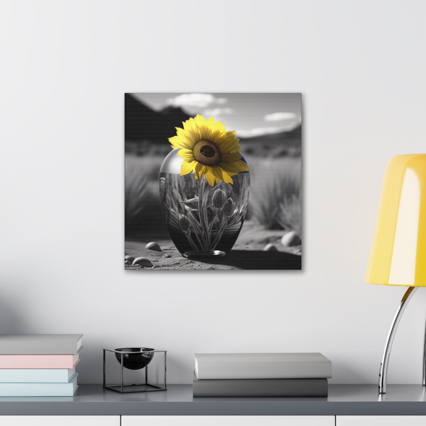 Canvas Gallery Wraps Yellw Sunflower in a vase 3
