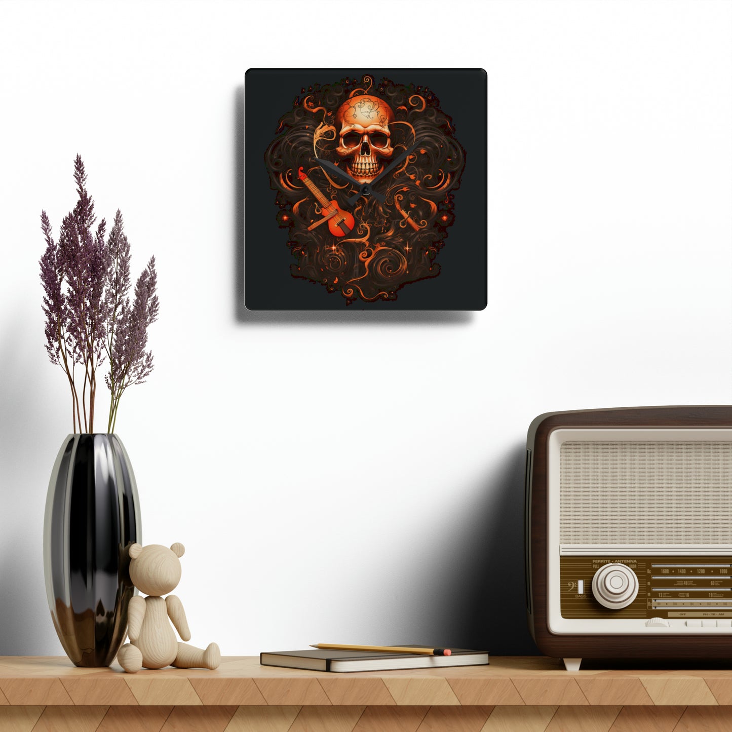 Acrylic Wall Clock Skull Treble Clef 4