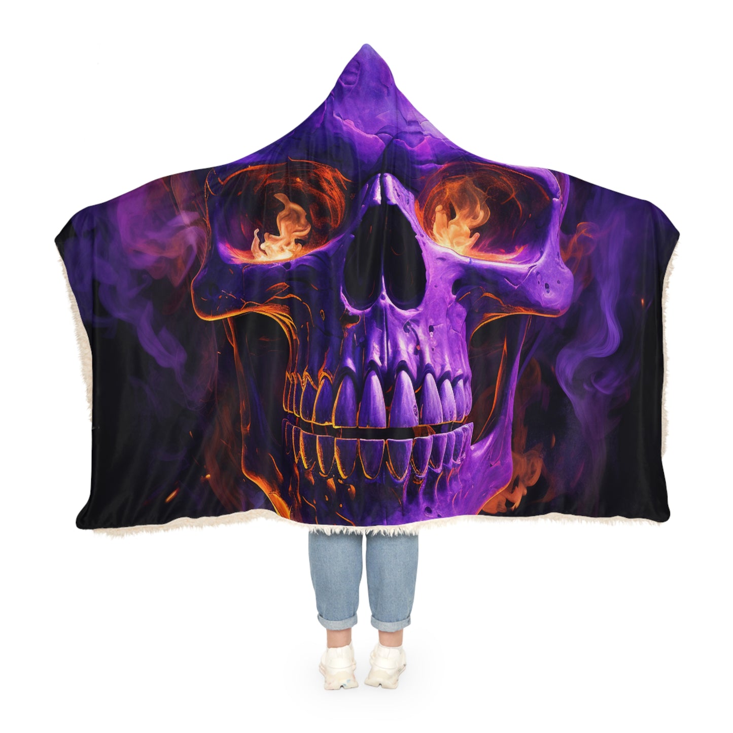 Snuggle Hooded Blanket Skull Flames 1