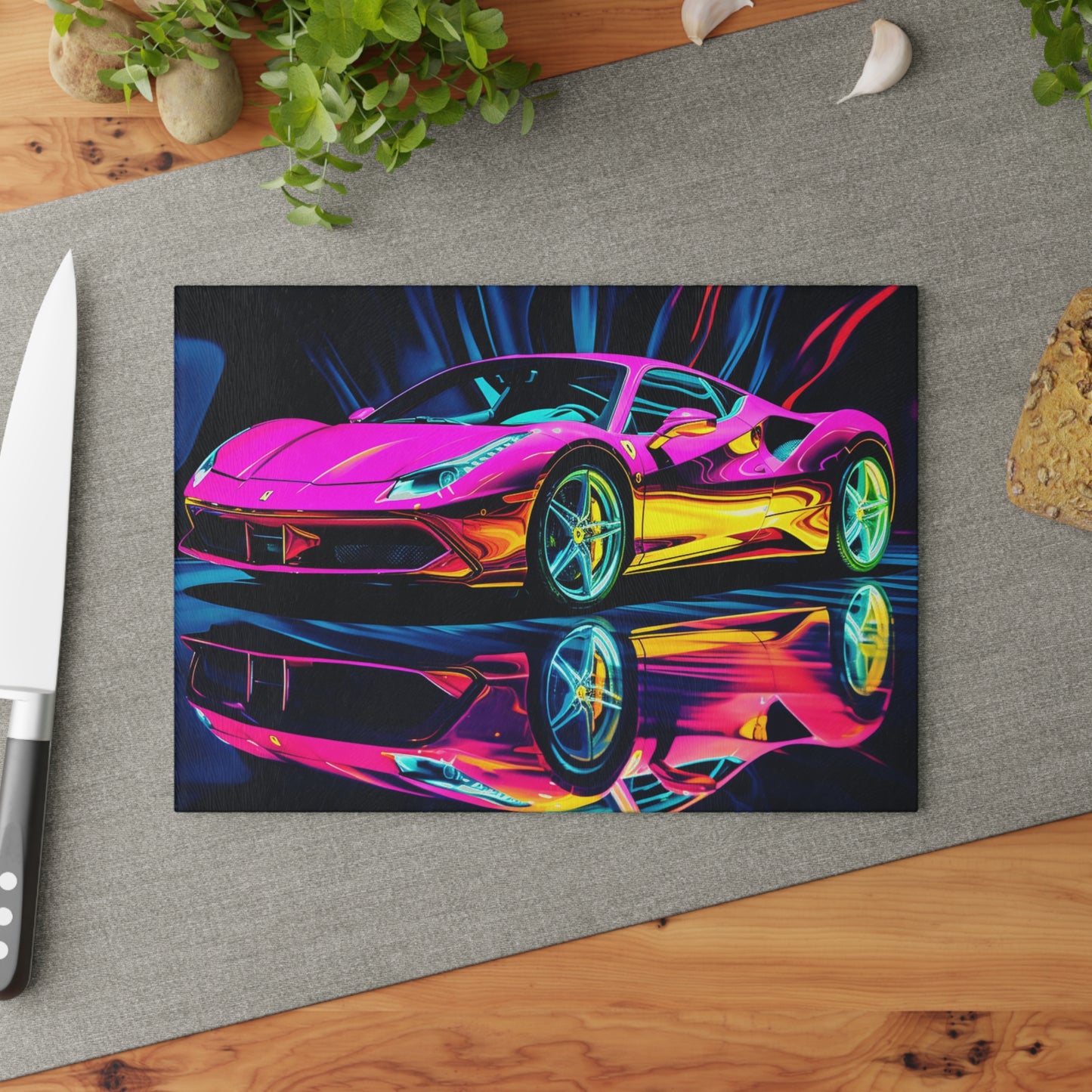 Glass Cutting Board Pink Macro Ferrari 3