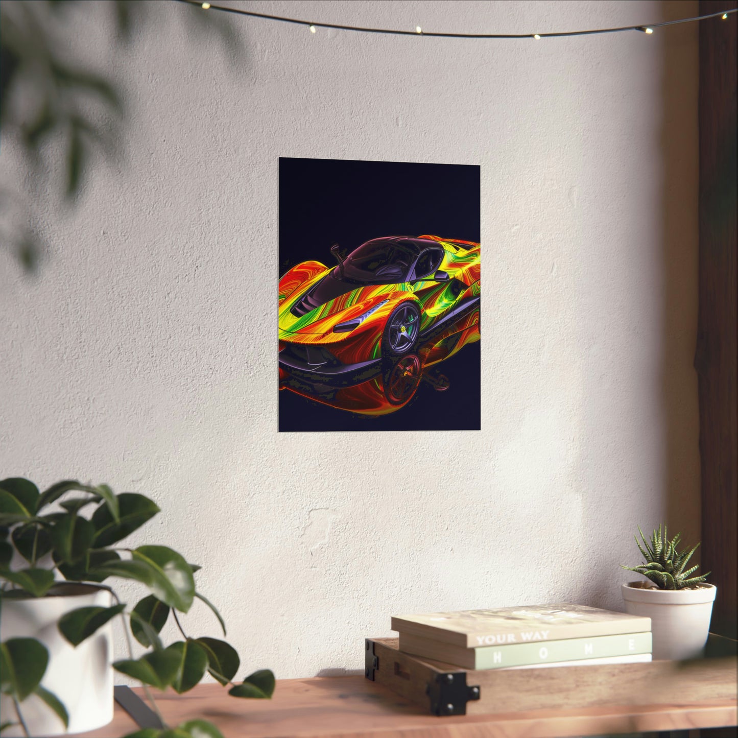 Premium Matte Vertical Posters Ferrari Neon 4