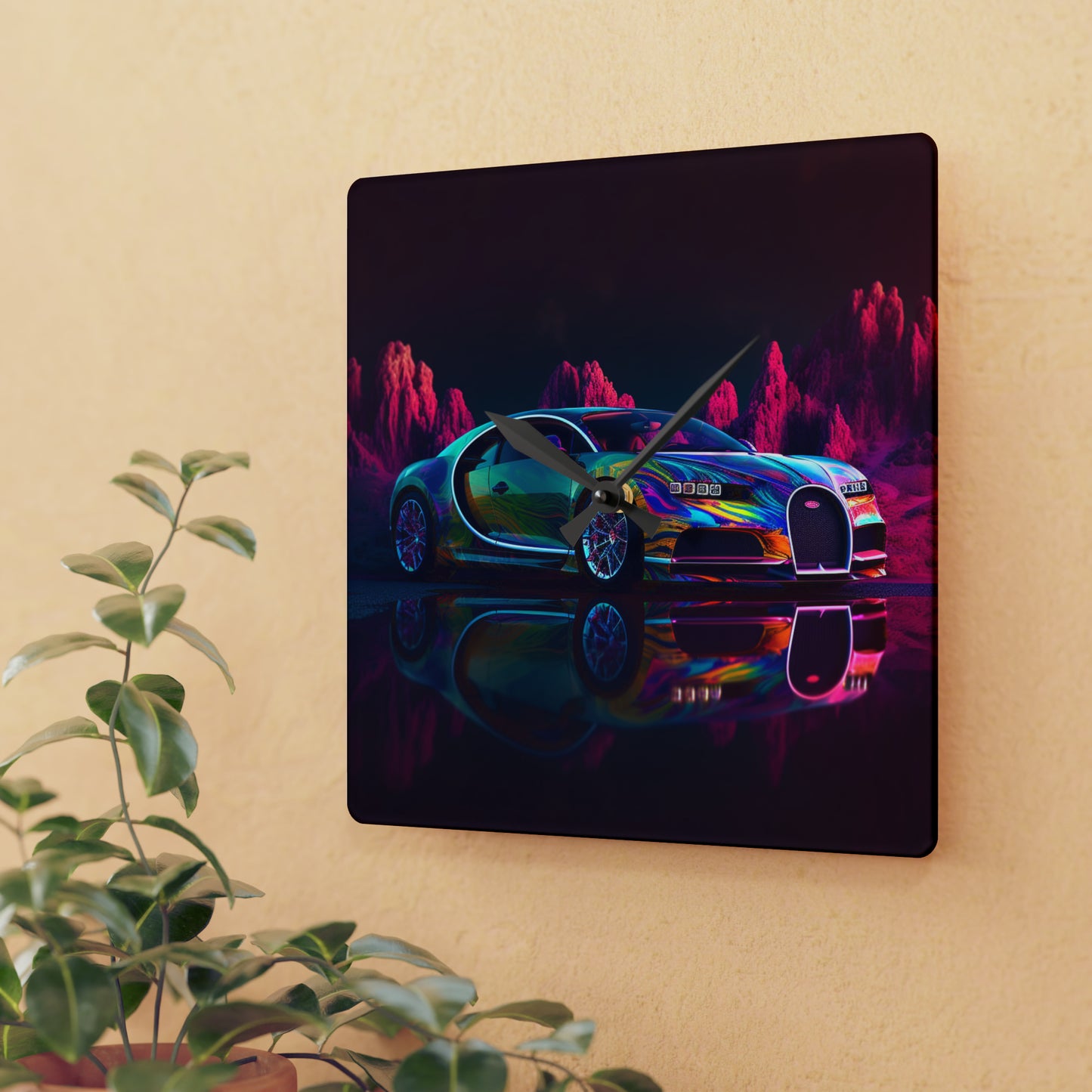 Acrylic Wall Clock Florescent Bugatti Flair 2