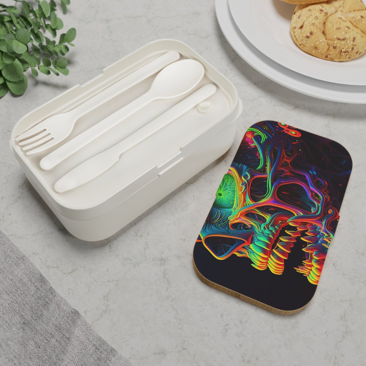 Bento Lunch Box Florescent Skull Death 1