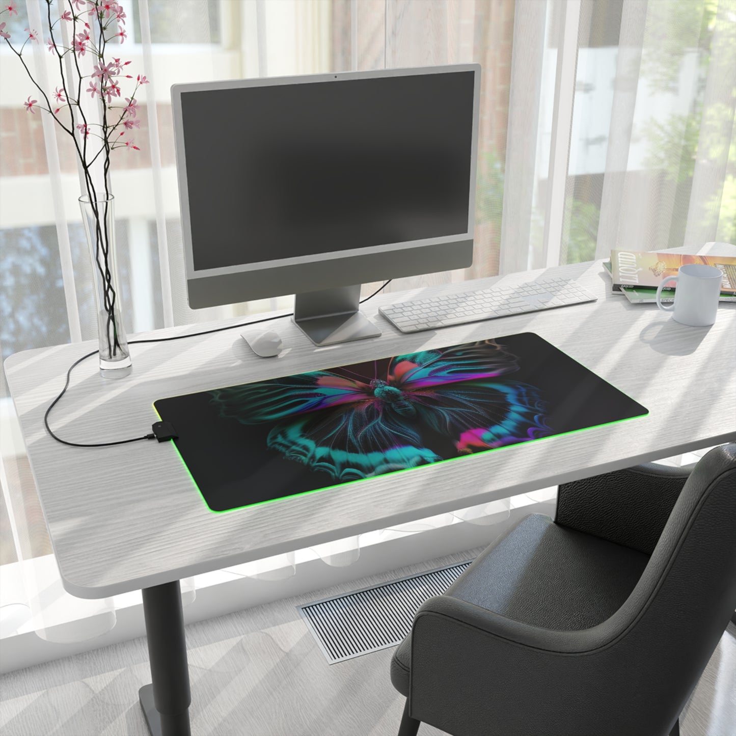 LED Gaming Mouse Pad Neon Butterfly Fusion 3