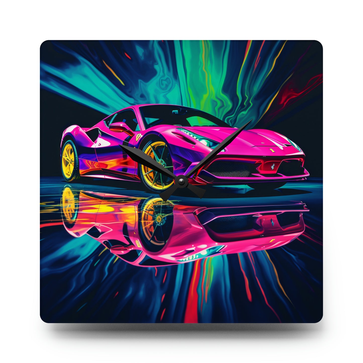 Acrylic Wall Clock Pink Ferrari Macro 4