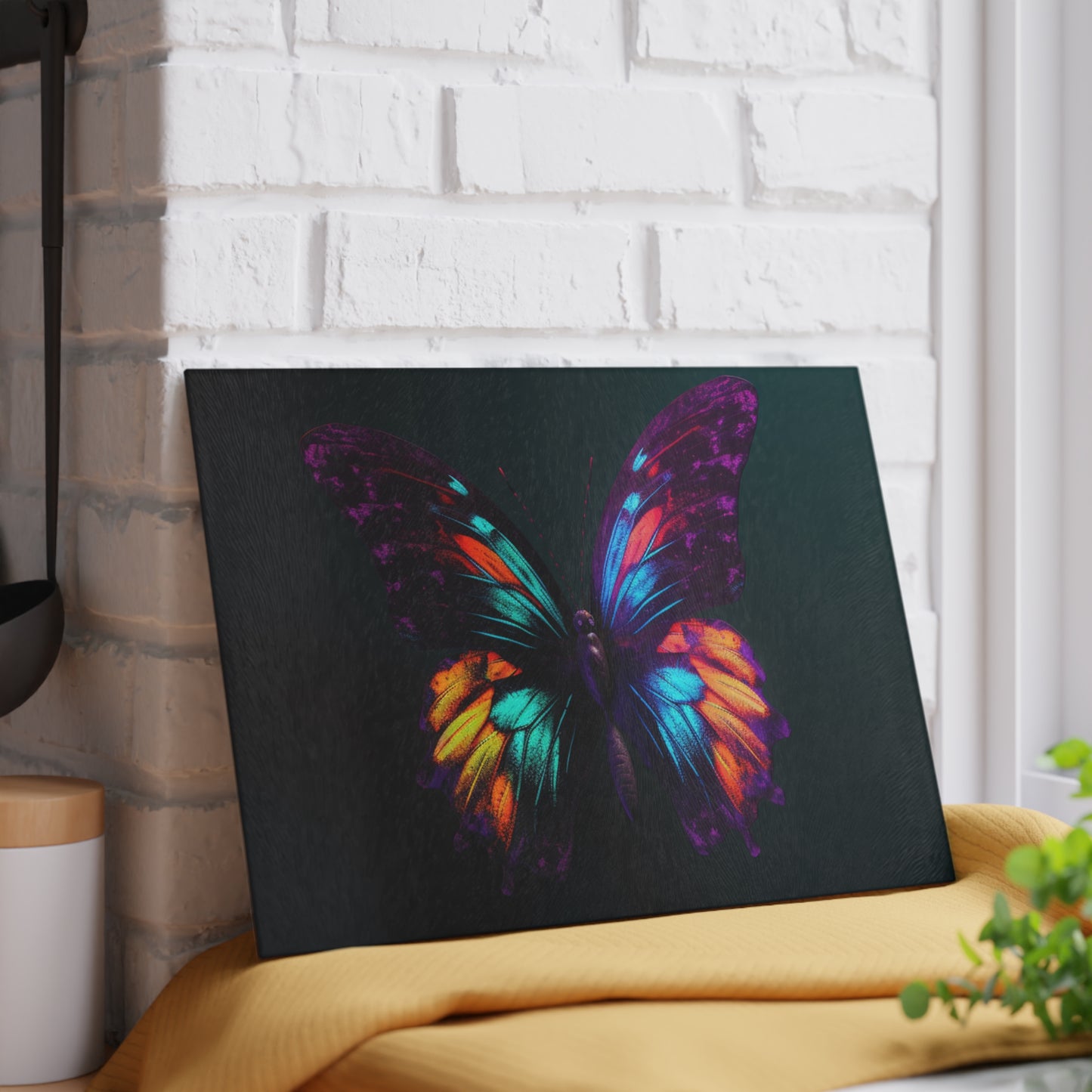 Glass Cutting Board Hyper Colorful Butterfly Purple 1