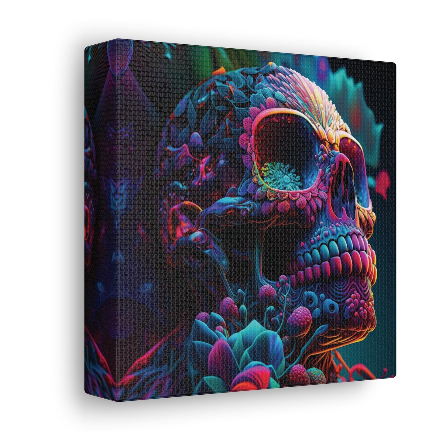 Canvas Gallery Wraps Florescent Skull Death 3