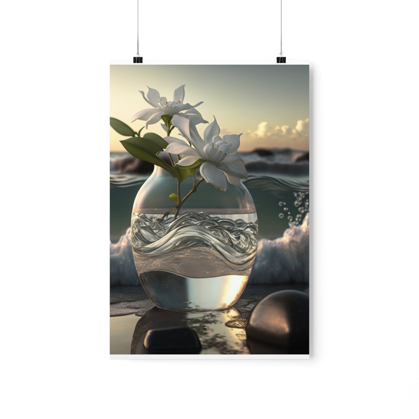 Premium Matte Vertical Posters Jasmine glass vase 2