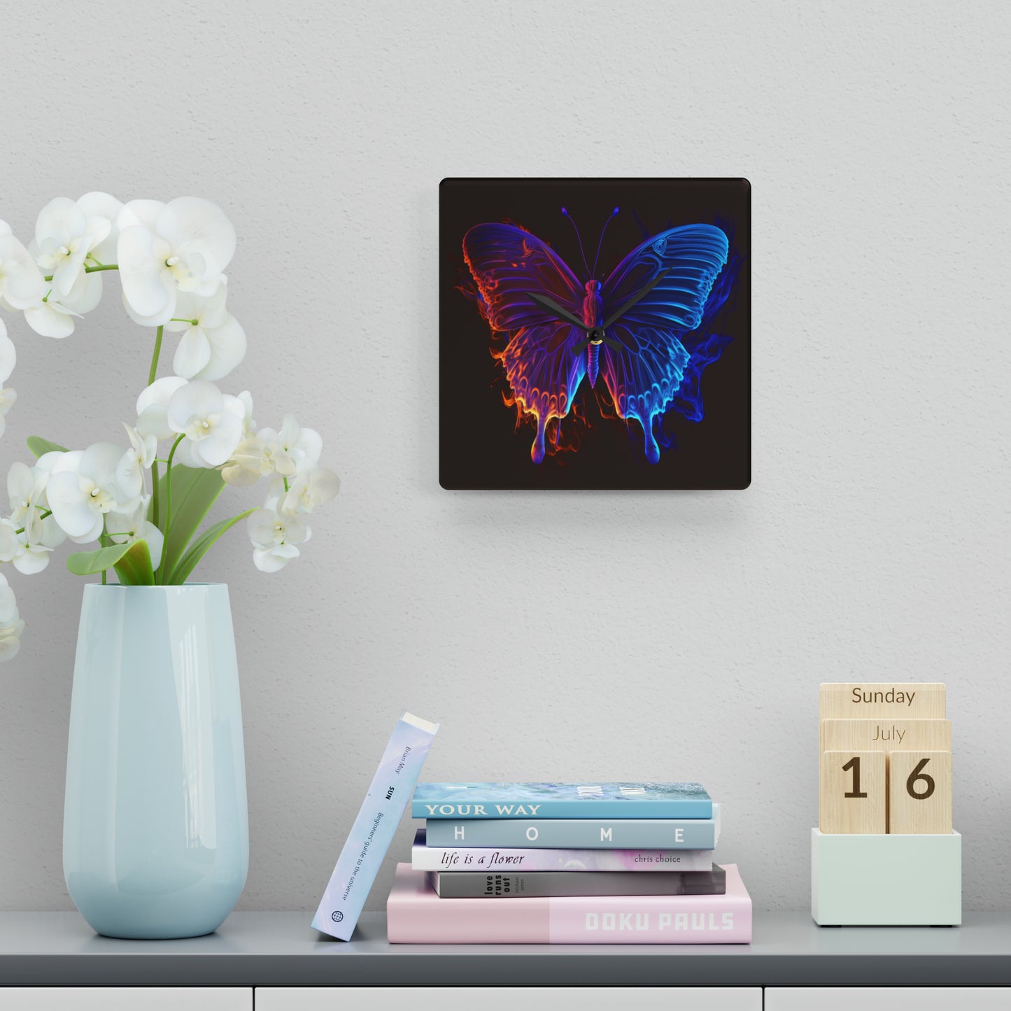 Acrylic Wall Clock Thermal Butterfly 1