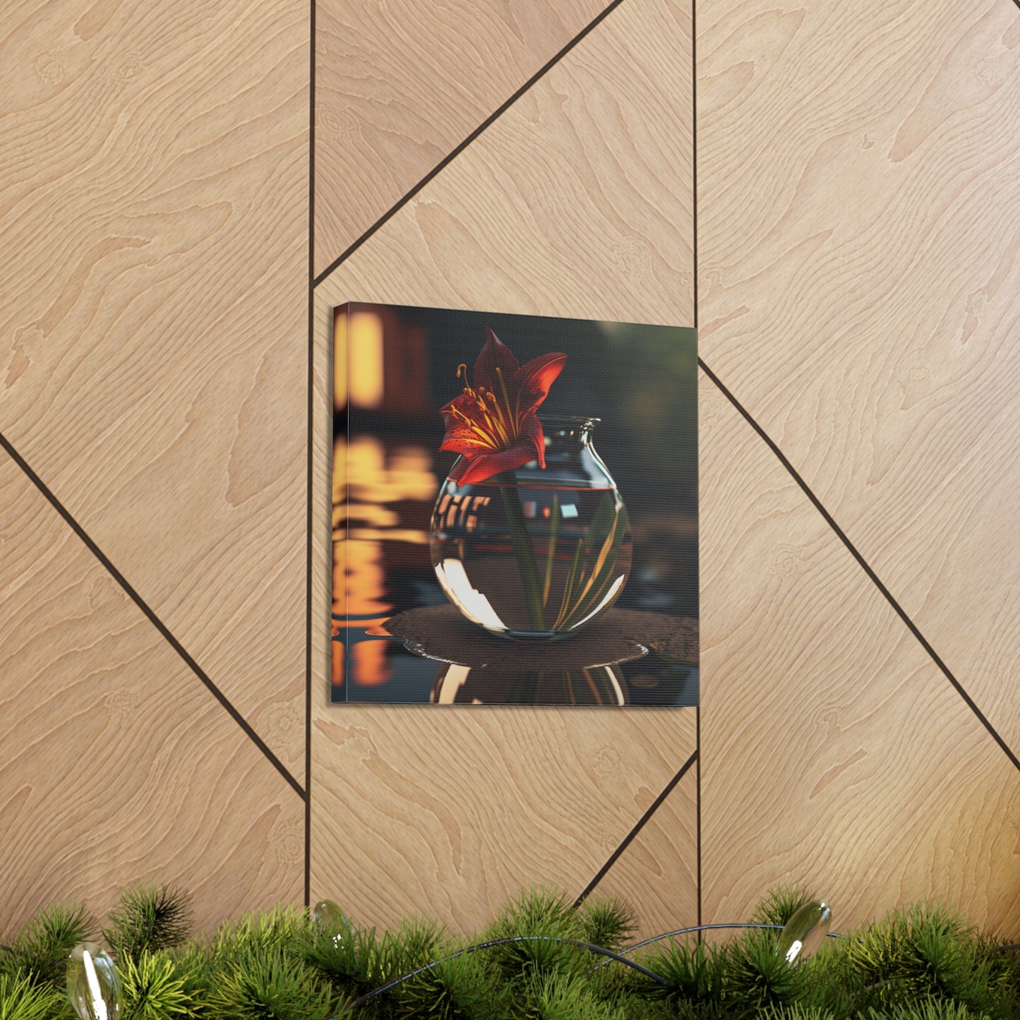 Canvas Gallery Wraps Red Lily in a Glass vase 2