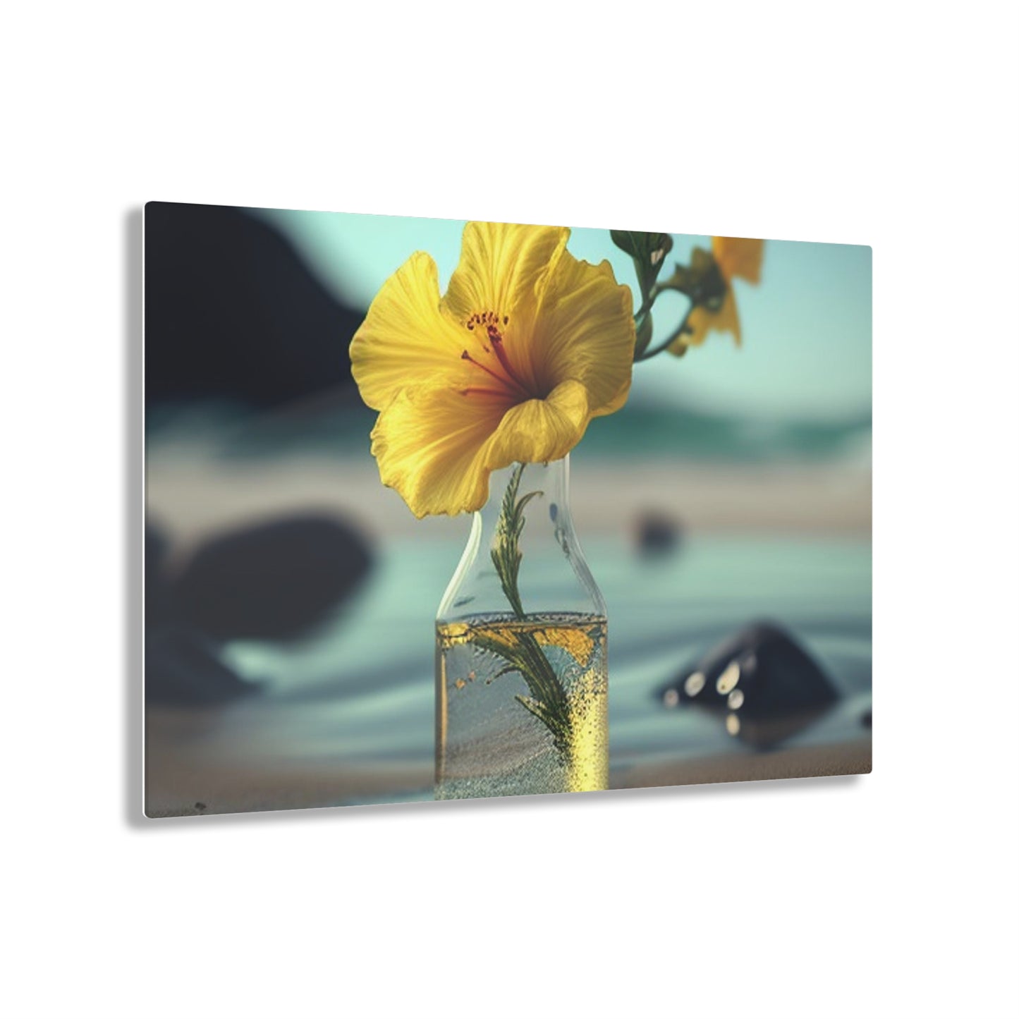 Acrylic Prints Yellow Hibiscus glass 3